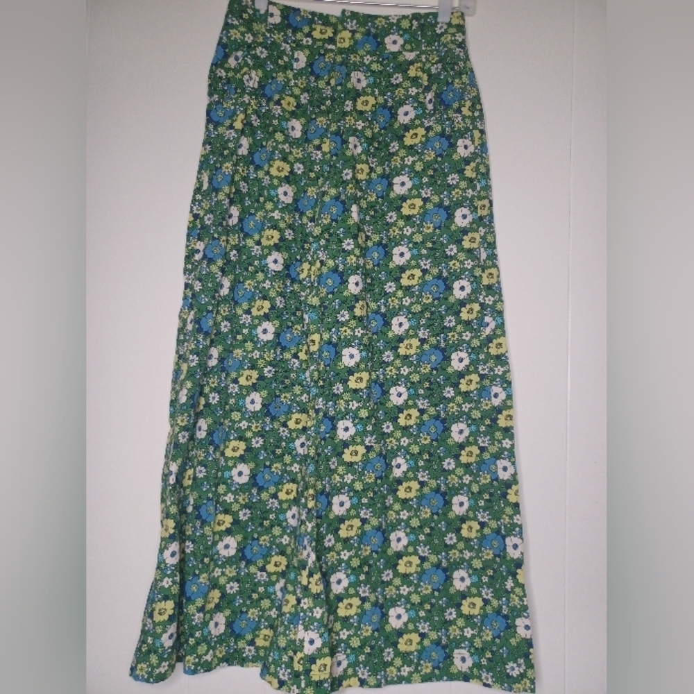 Free People Floral Blue and Yellow Maxi Skirt